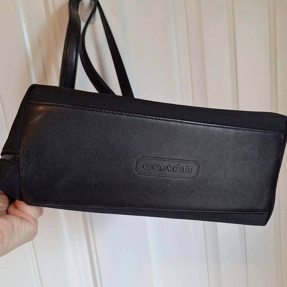 Coach VTG Mercer Y2K Black Twill & Leather Minimalist Shoulder Bag Tote